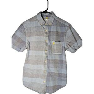 Five Four Mark Mcnairy Mens Size Medium M Full Button Short Sleeve Shirt Striped